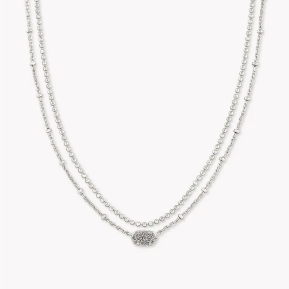 Emilie Silver Multi Strand Necklace in Platinum Drusy